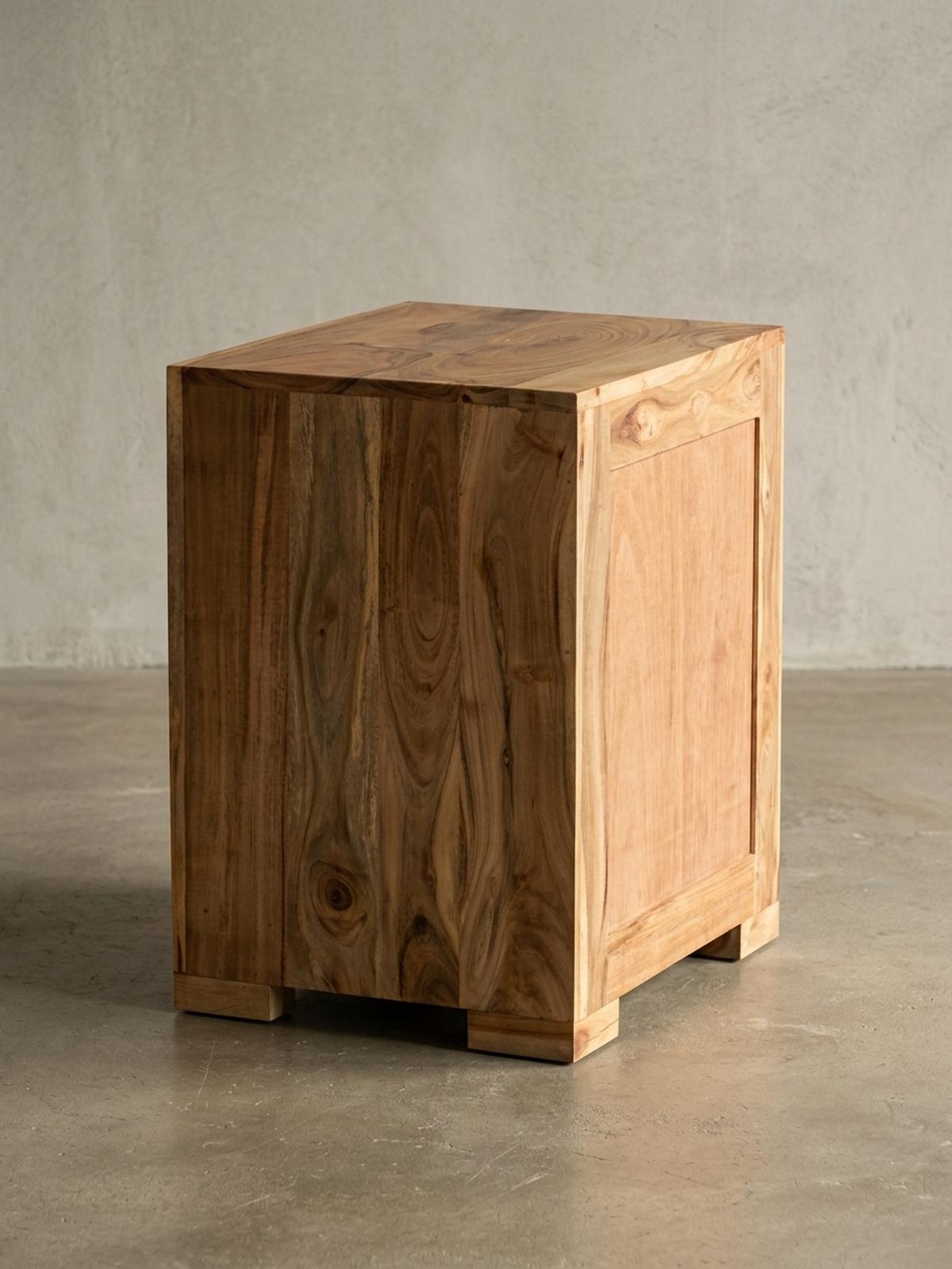 NACHTTISCH Massivholz Schublade Tür Landhausstil, Beige 50x40x60 cm - Beige, Holz/Metall (50/60/40cm) - KADIMA DESIGN