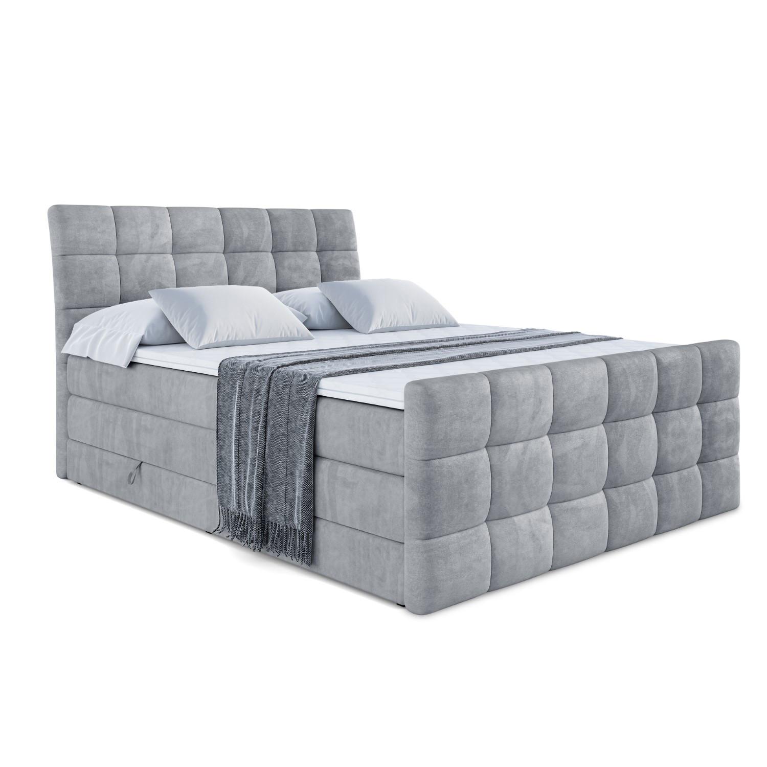 BOXSPRINGBETT BRUGO-Z KING - 140 x 200 - H3/H4 - Grau - Grau, Holzwerkstoff (140/200cm) - ALTDECOR