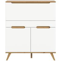 SEKRETÄR weiß, Eiche 100 cm skandinavisch, Schreibtisch mit Soft-Close - Eichefarben/Weiß, Holzwerkstoff/Metall (110/40/118cm) - Inn.Furn