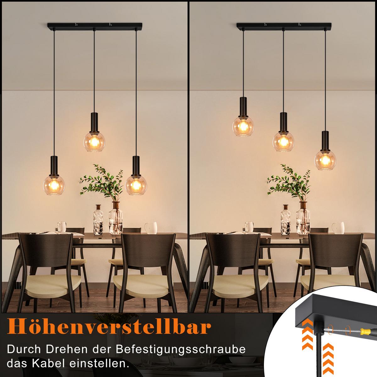 PENDELLEUCHTE Glorix 40/13/145 cm - Schwarz, Glas/Metall (40/13/145cm) - ZMH