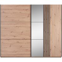 SCHWEBETÜRENSCHRANK Soria mit 2 Türen und Spiegel, 250 cm, eiche Artisan - Eiche Artisan, Holzwerkstoff (250/215/65cm) - Beautysofa