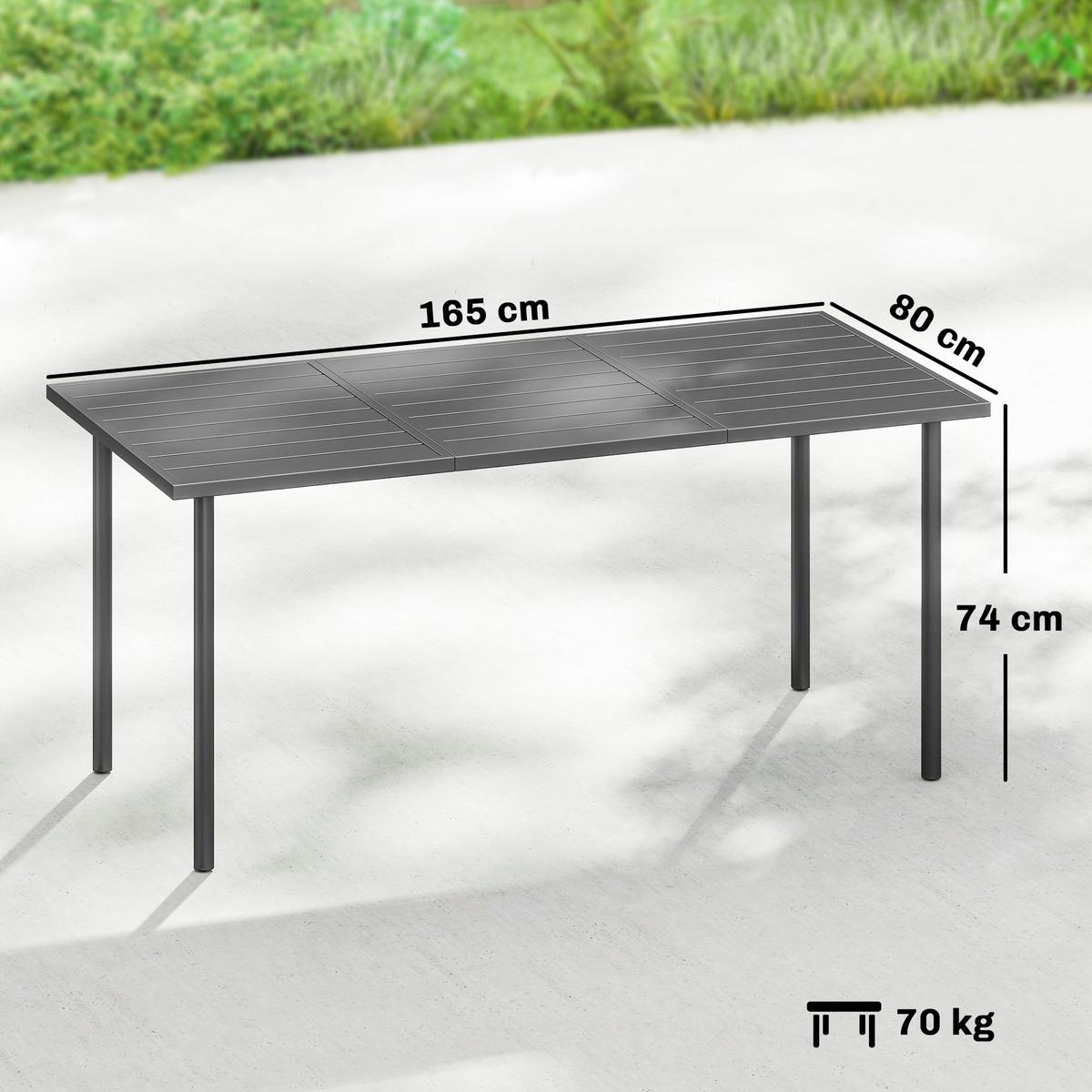 GARTENTISCH Metall Stahl Dunkelgrau - Dunkelgrau, Metall (165/80/74cm) - Outsunny