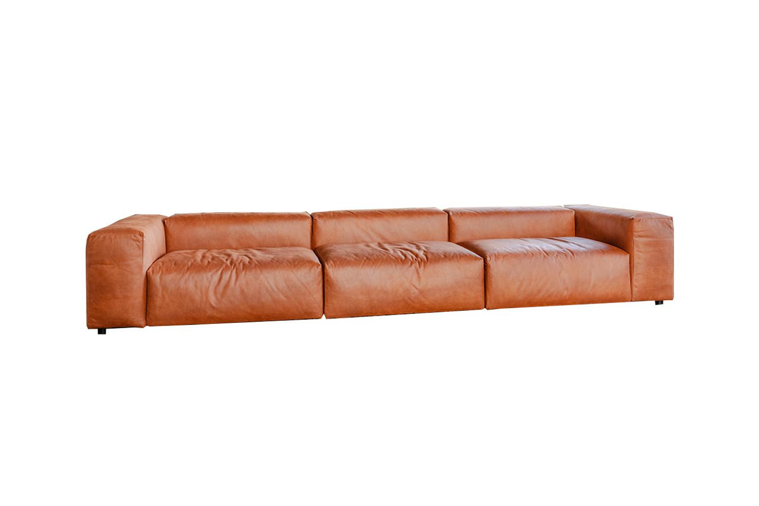 MODULSOFA MIA Braun Lederfaserstoff - Schwarz/Braun, Leder/Kunststoff (418/72/120cm) - KAWOLA