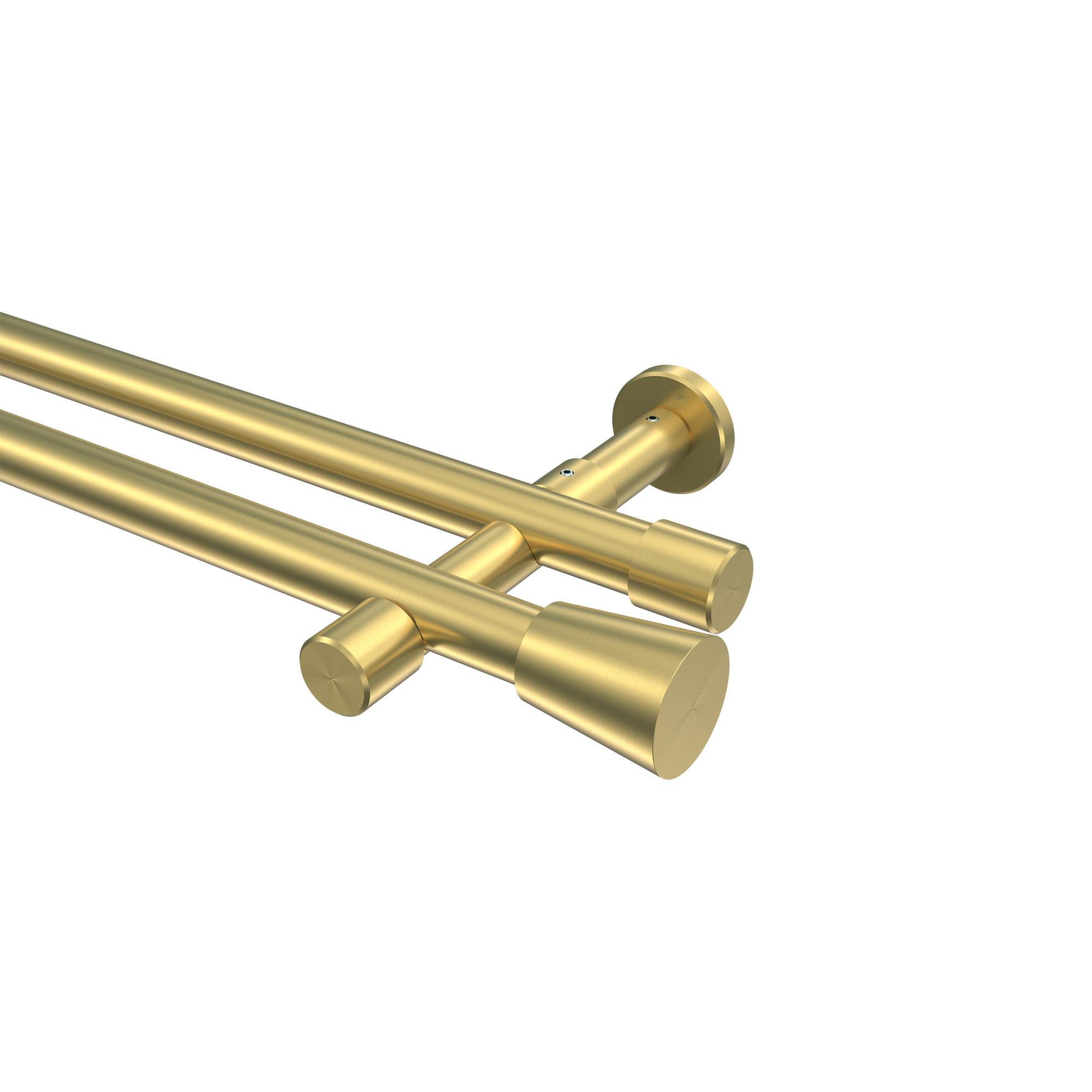 GARDINENSTANGE Prestige Sitra 260 cm (geteilt in 2 x 130 cm), 2-läufig (ohne Ringe), 20 mm Ø Messing-Optik - Messingfarben, Metall (260cm) - INTERDECO