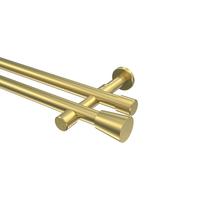 GARDINENSTANGE Prestige Sitra 260 cm (geteilt in 2 x 130 cm), 2-läufig (ohne Ringe), 20 mm Ø Messing-Optik - Messingfarben, Metall (260cm) - INTERDECO