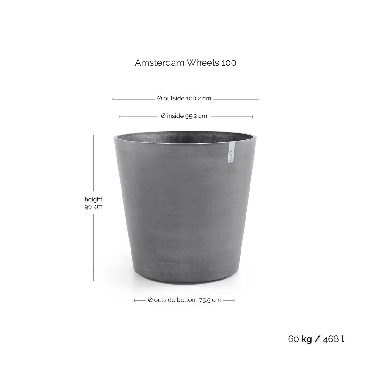 BLUMENTOPF Amsterdam Wheels 100,2/88,7 cm Grau - Grau, Kunststoff (100.2/88.7cm) - Ecopots