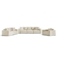 SOFASET Megan 3-2-1 In Poso - Creme, Holzwerkstoff/Textil (327/75/98cm) - Fun Möbel