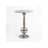BEISTELLTISCH SARNANO, Marmor, Silber-Weiß, Ø 40 x 57 cm - Silberfarben, Stein/Metall (40/40/57cm) - KADIMA DESIGN