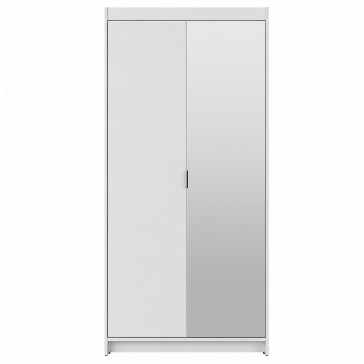 DREHTÜRENSCHRANK Elena mit 2 Türen und Spiegel, 90 cm, Weiß - Weiß, Holzwerkstoff (90/190/53cm) - Beautysofa