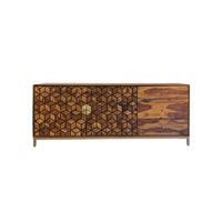 KOMMODE TREVI, Dunkles Massivholz, mit Stauraum, 180 x 40 x 70 cm - Goldfarben/Braun, Holz/Metall (180/70/40cm) - KADIMA DESIGN