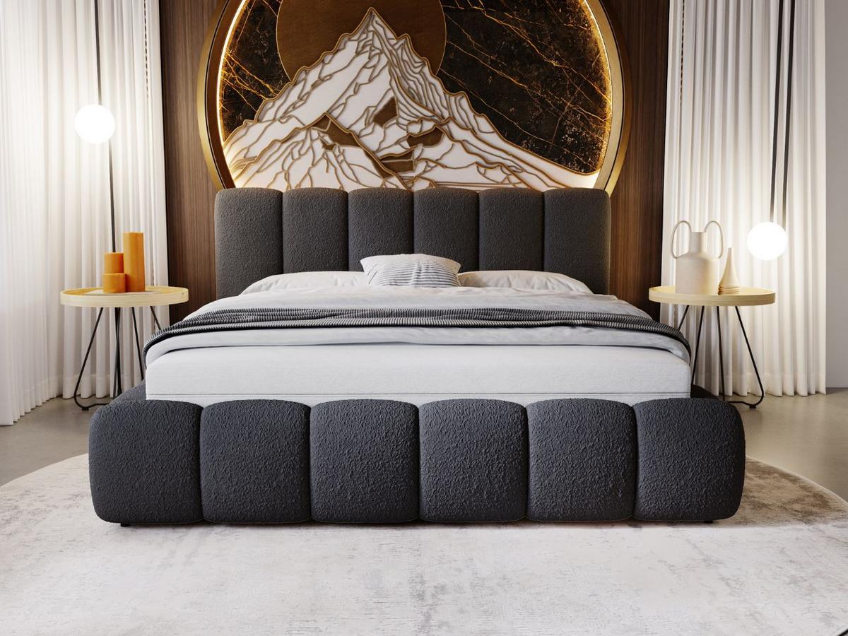 POLSTERBETT Cloud 120x200 Bouclé-Stoff Schwarz - Schwarz, Textil (120/200cm) - Graingold