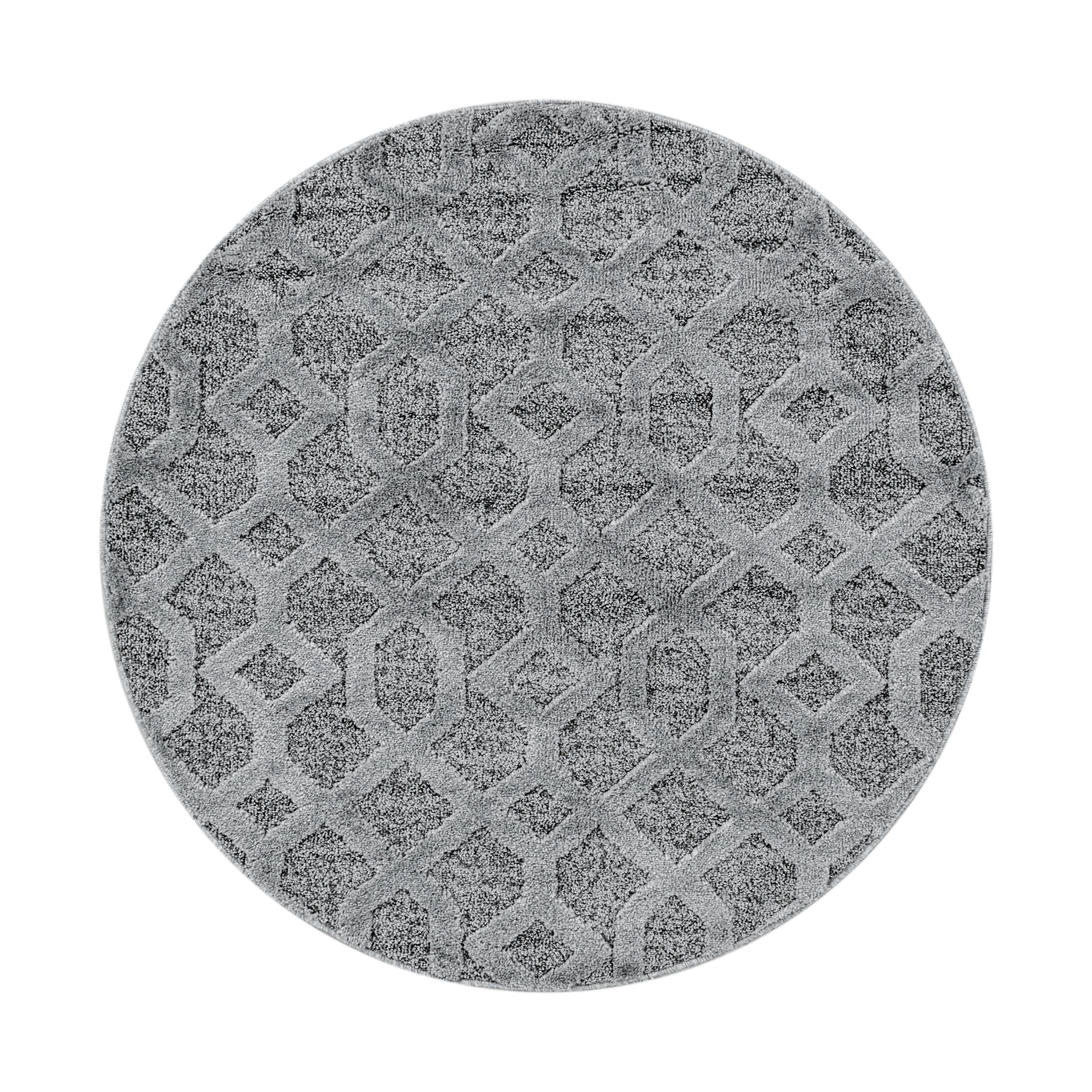 HOCHFLORTEPPICH EISACK, geometrisch, Grau, Ø 120 cm - Grau, Textil (120/120cm) - KADIMA DESIGN