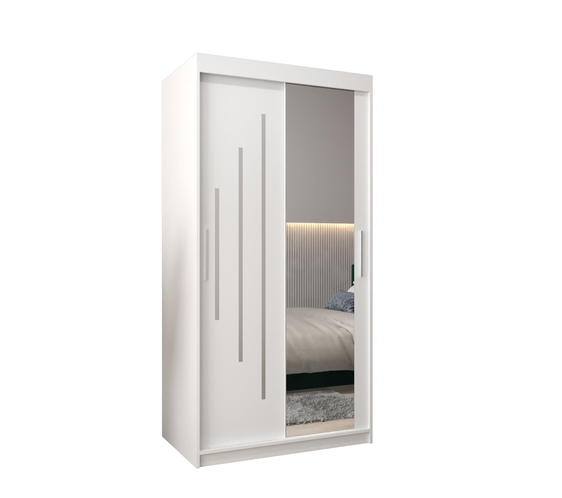 SCHWEBETÜRENSCHRANK 200/100/62 2-türig - Silberfarben/Weiß, Holz/Kunststoff (100/200/62cm) - Abiks Möbel