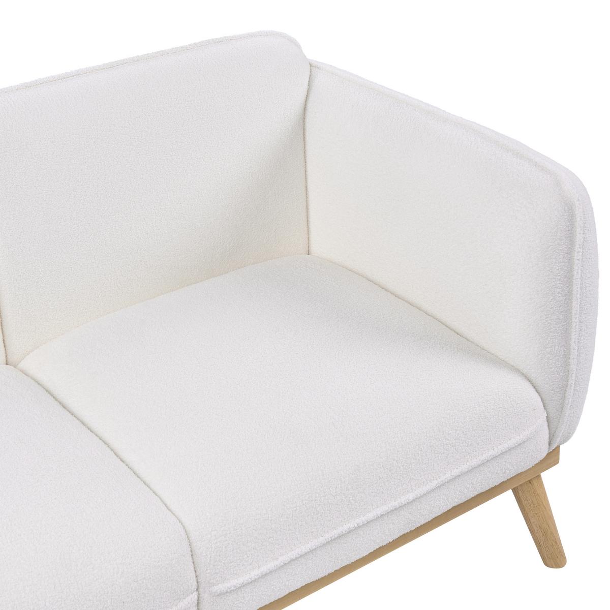 2-SITZER-SOFA Bouclé Weiß Ljung - Hellbraun, Textil (160/82/82cm) - Beliani