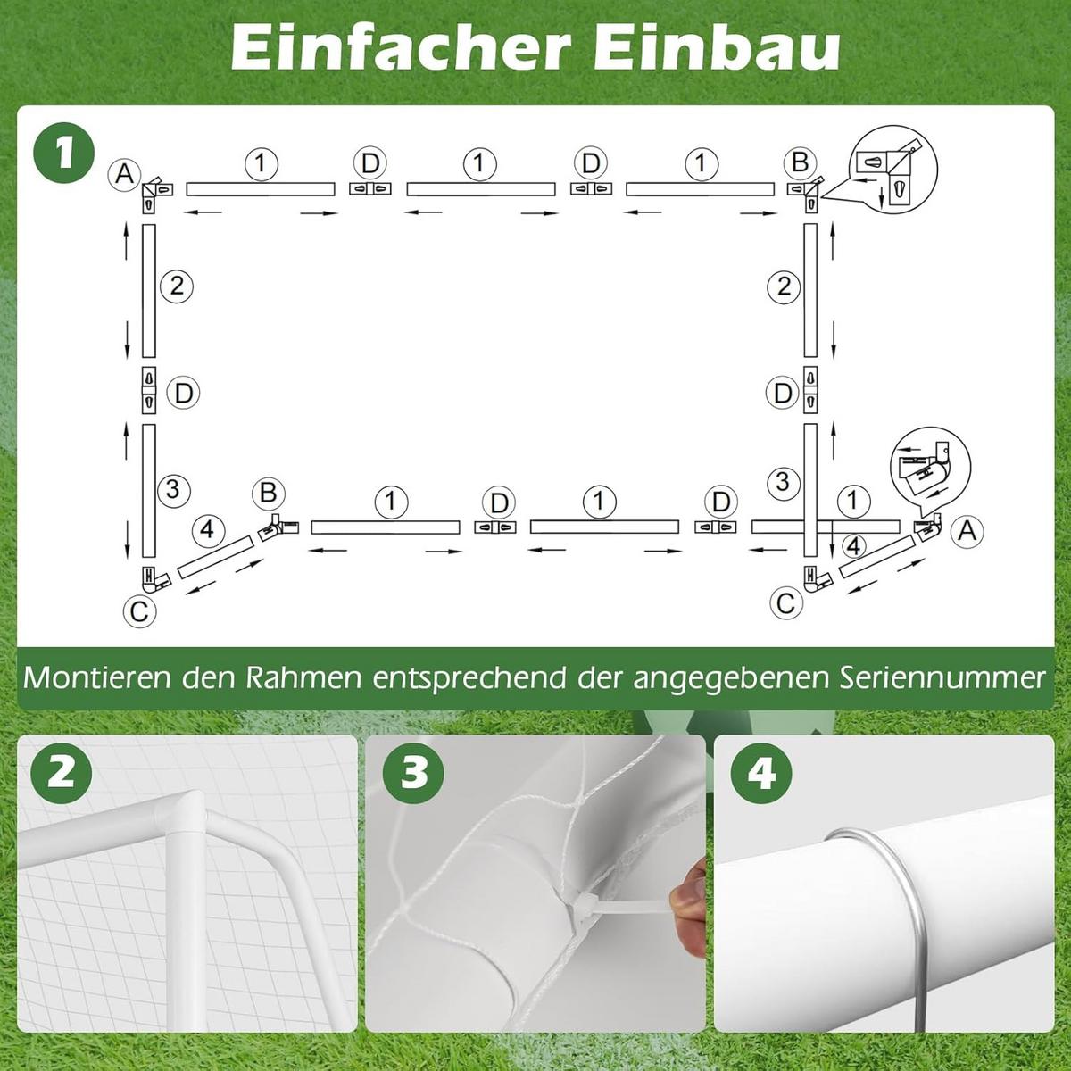 FUBBALLTOR Weiß - Weiß, Kunststoff (245/182/90cm) - COSTWAY
