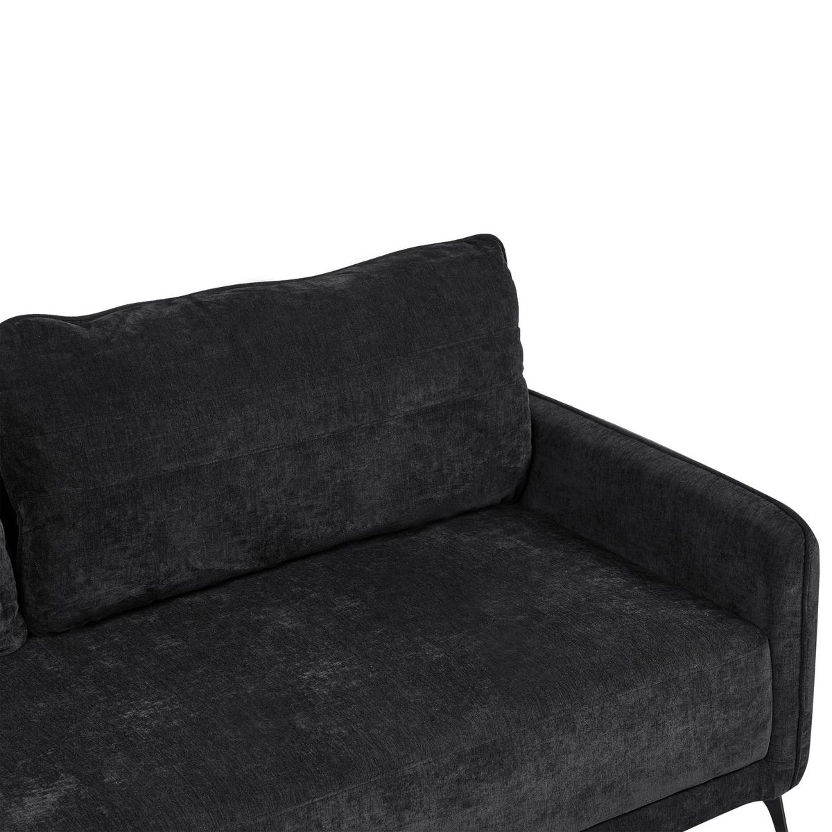 SCHLAFSOFA 3-Sitzer Chenillegewebe Schwarz Heming - Schwarz, Textil (200/88/90cm) - Beliani