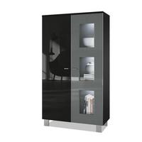 VITRINE Denjo Tür in Grau Hochglanz - Grau, Holzwerkstoff (71/129/35cm) - Vladon