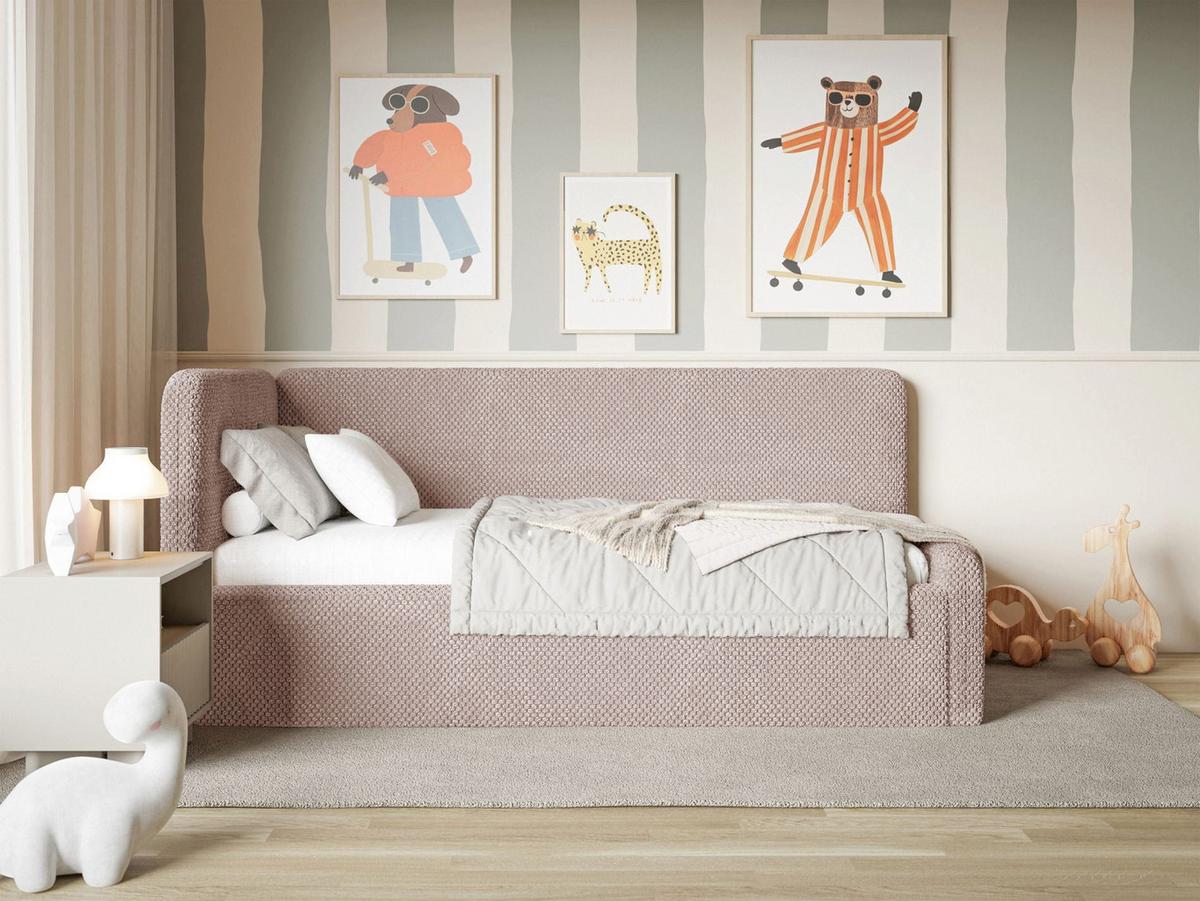 JUGENDBETT Fanko Plüsch Puderrosa 90x200 cm - Hellrosa/Schwarz, Kunststoff/Textil (90/200cm) - Selsey