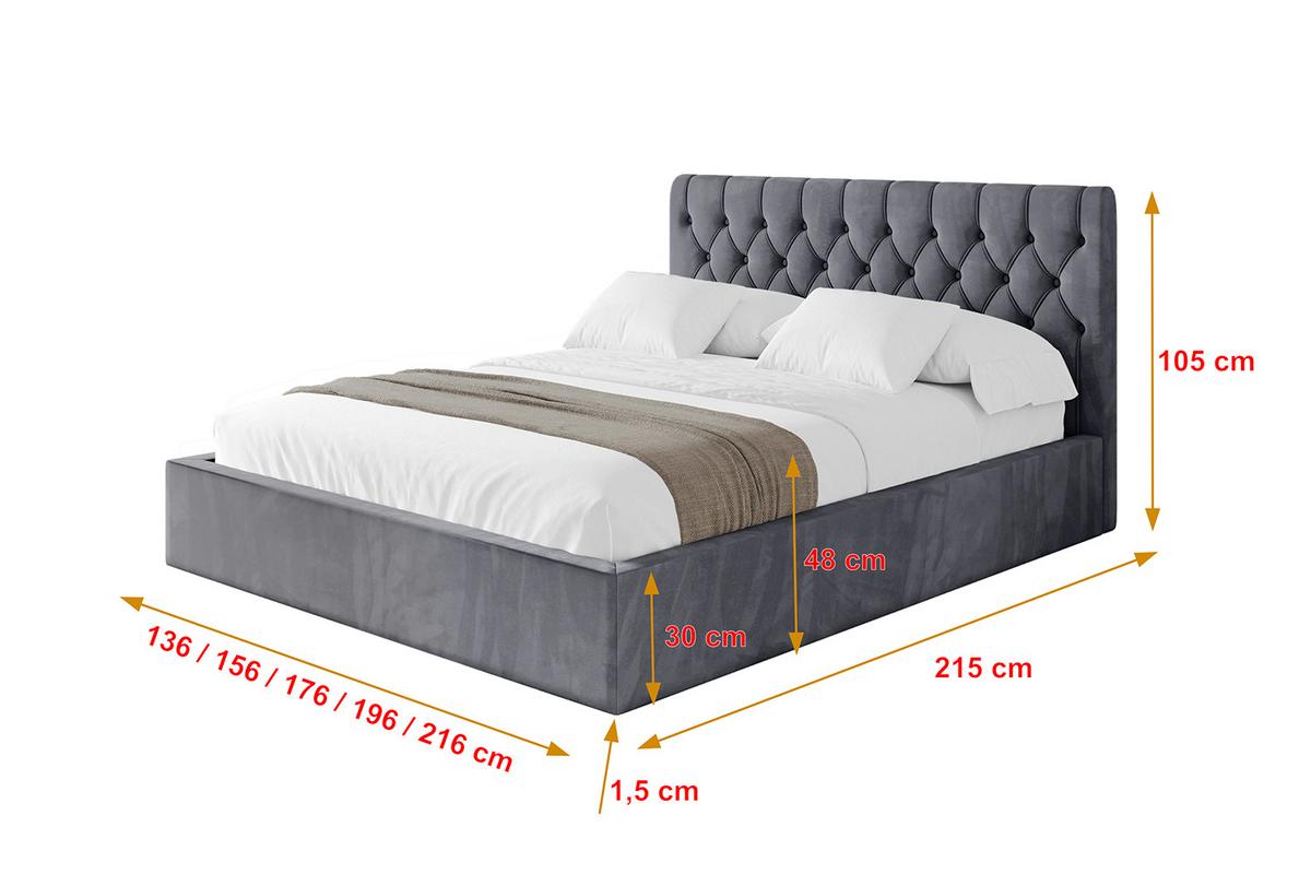 POLSTERBETT mit Bettkasten und Lattenrost, Boxbett ohne Matratze - RENO 180x200 Dunkelgrau - Dunkelgrau, Holzwerkstoff/Textil (180/200cm) - ALTDECOR
