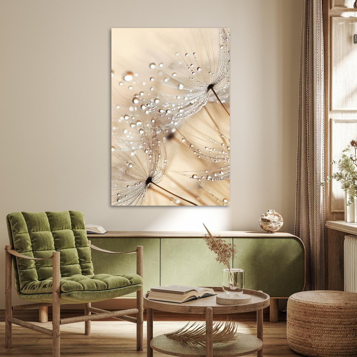 POSTER Löwenzahn - Abstrakt - Natur - Beige Wandbild Schlafzimmer 80x120 cm - Braun, Papier (80/120/0.1cm) - MuchoWow