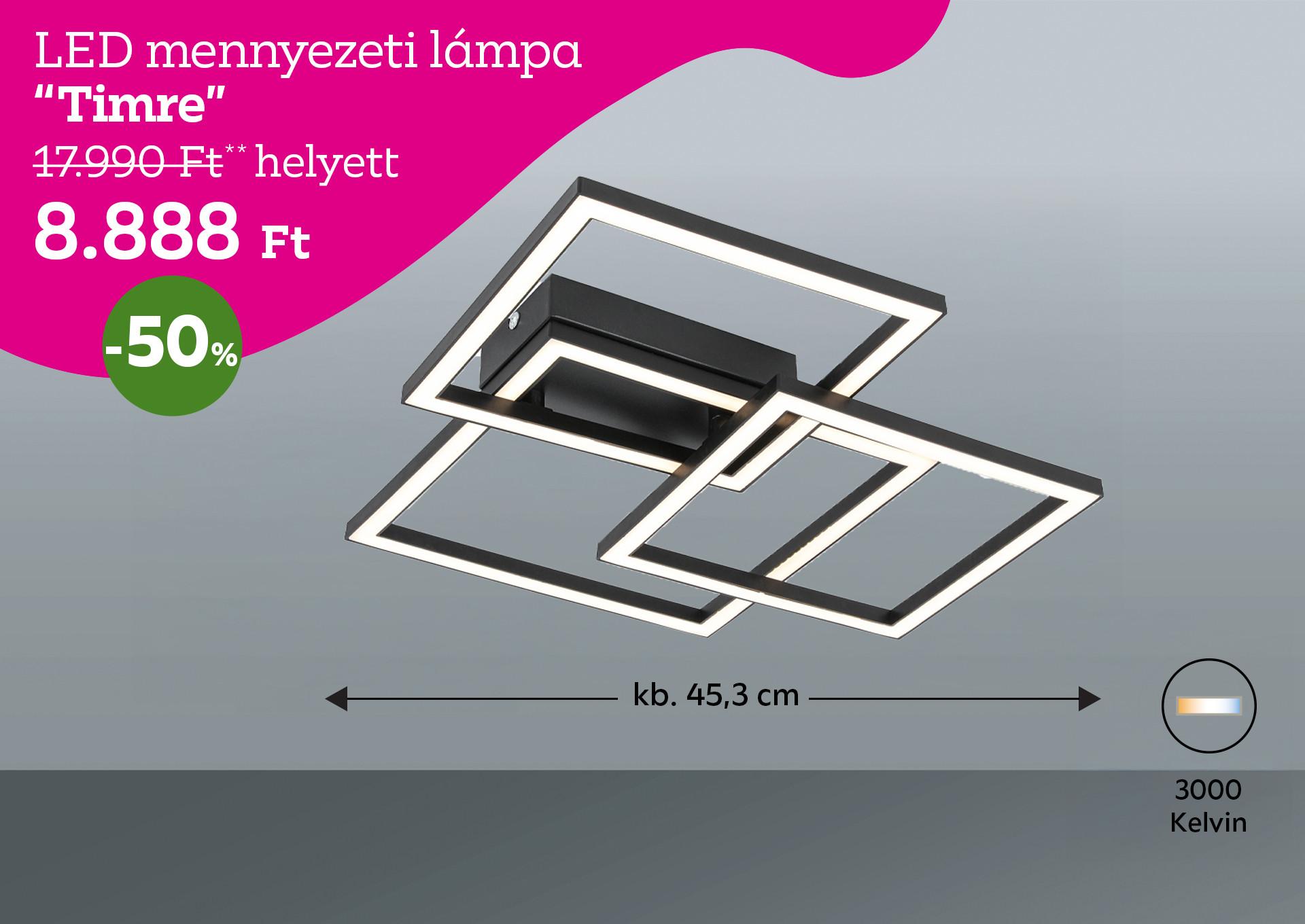 LED mennyezeti lámpa TIMRE 17990 Forint helyett 8888 Forint, kedvezmény mértéke 50%