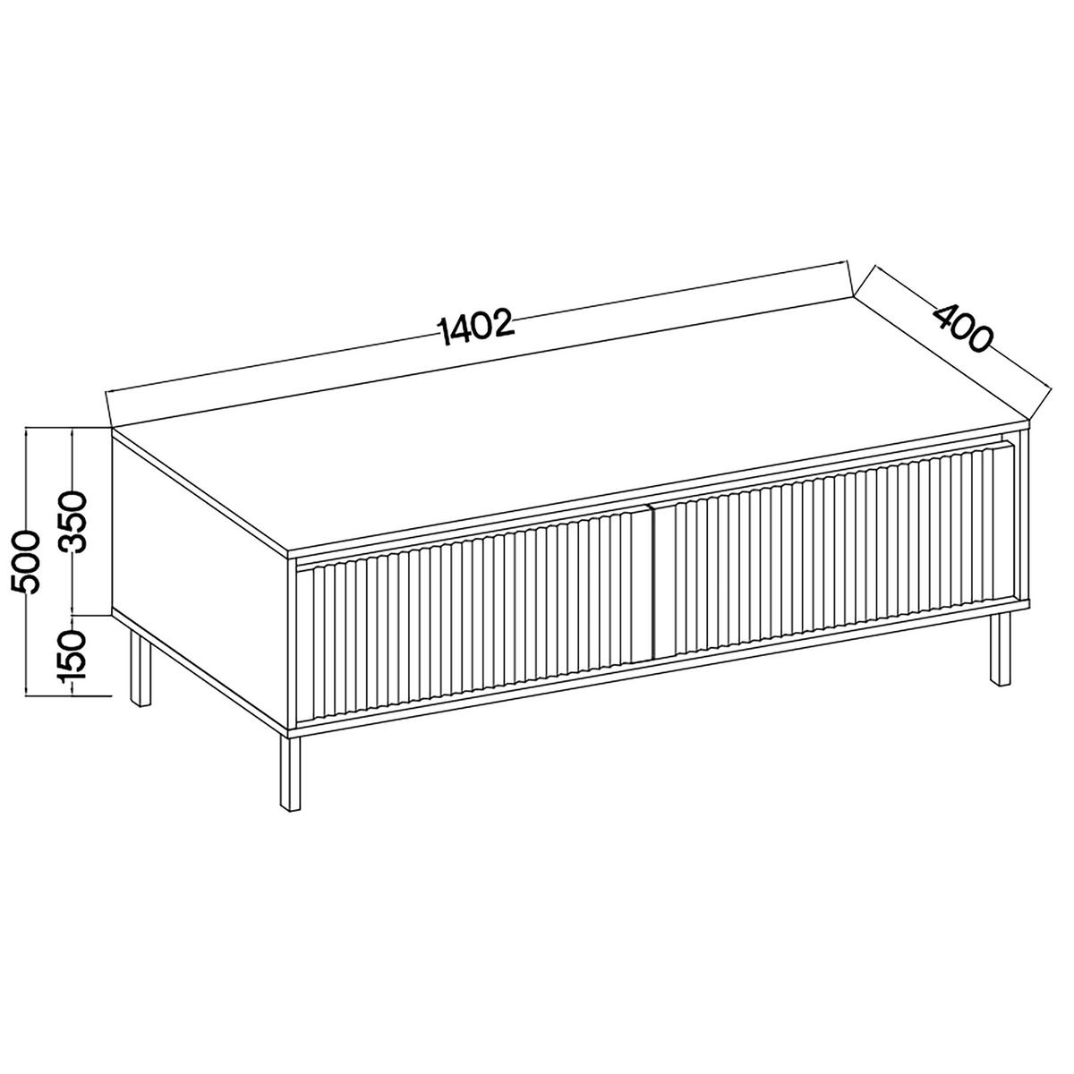 LOWBOARD OSTIA 140,2x40x50 cm mit 2 Schubladen für Wohnzimmer Modern Goldfarben - Goldfarben, Holzwerkstoff (140.2/50/40cm) - MASSENO
