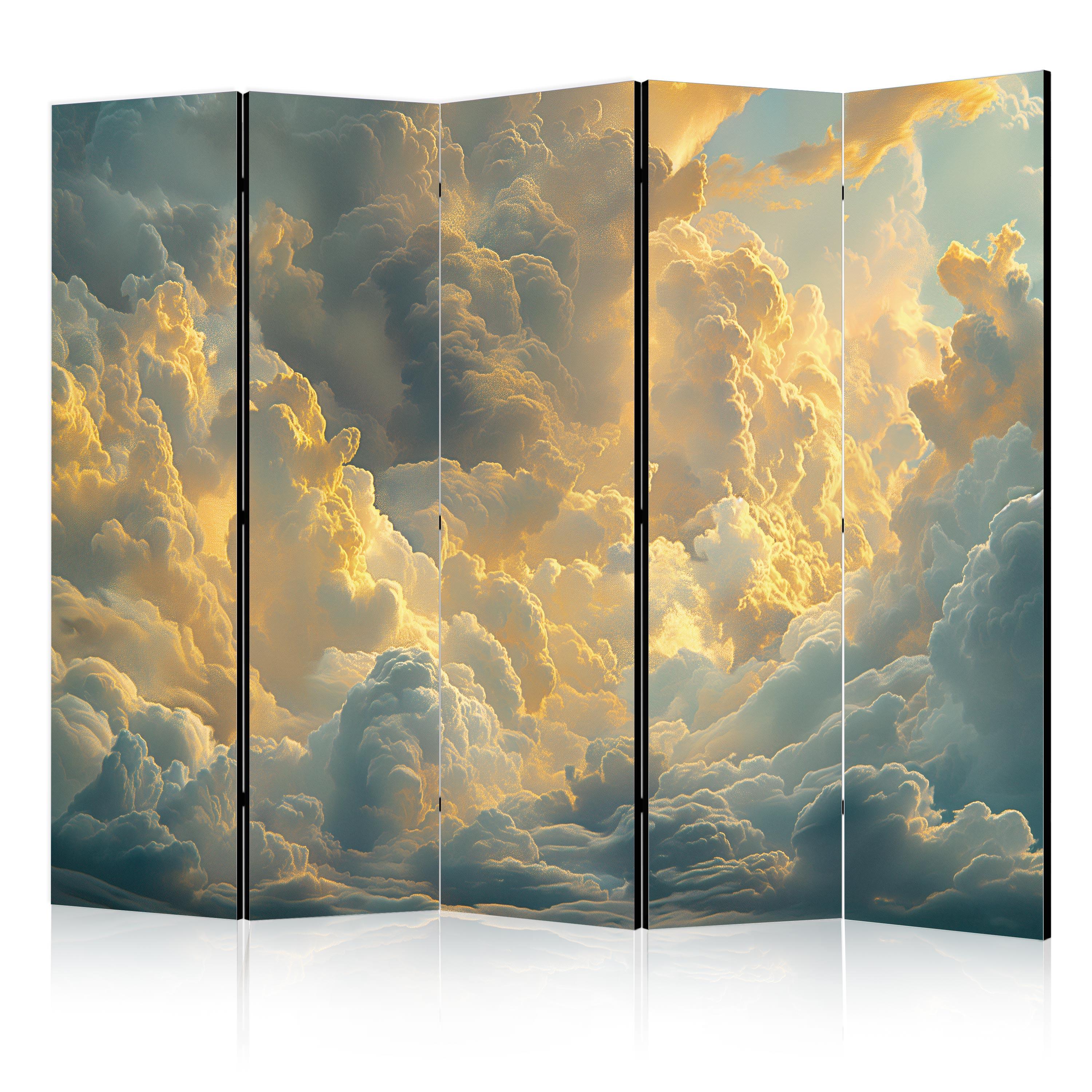 PARAVENT Beidseitig Bedruckter 5-tlg 225x172 cm Himmel Voller Wolken - Gelb, Holz/Textil (225/172/3cm) - Muralo