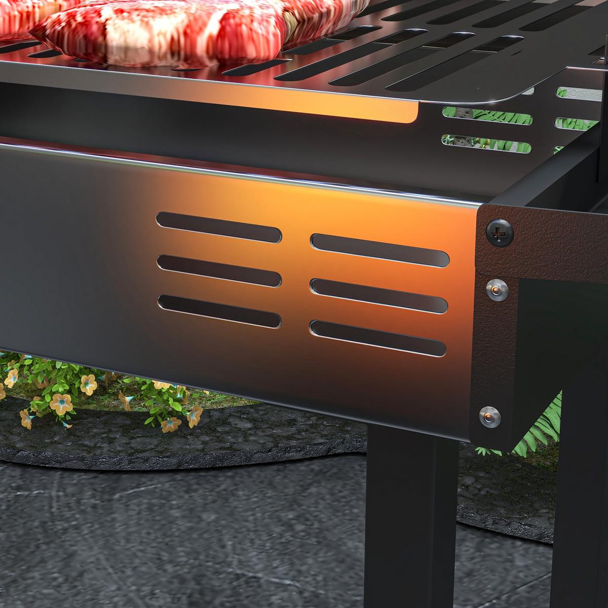 HOLZKOHLEGRILL - Schwarz, Metall (32/90/118cm) - Outsunny