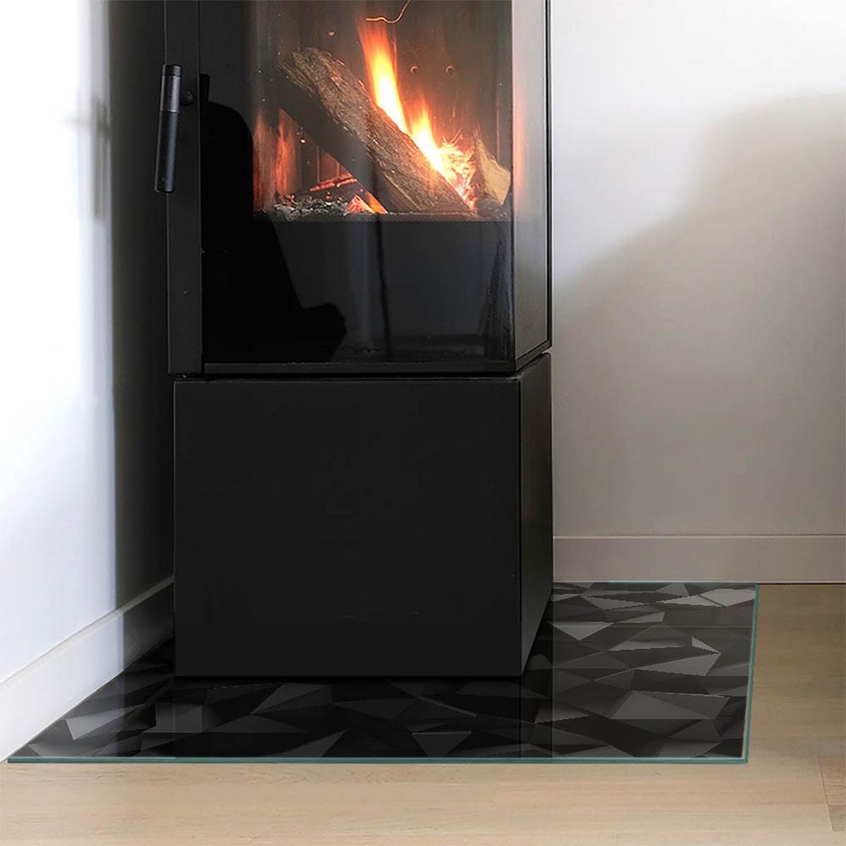 GLASPLATTE für Kamin 60x60 cm - Schwarz, Glas (60/60/0.4cm) - TULUP