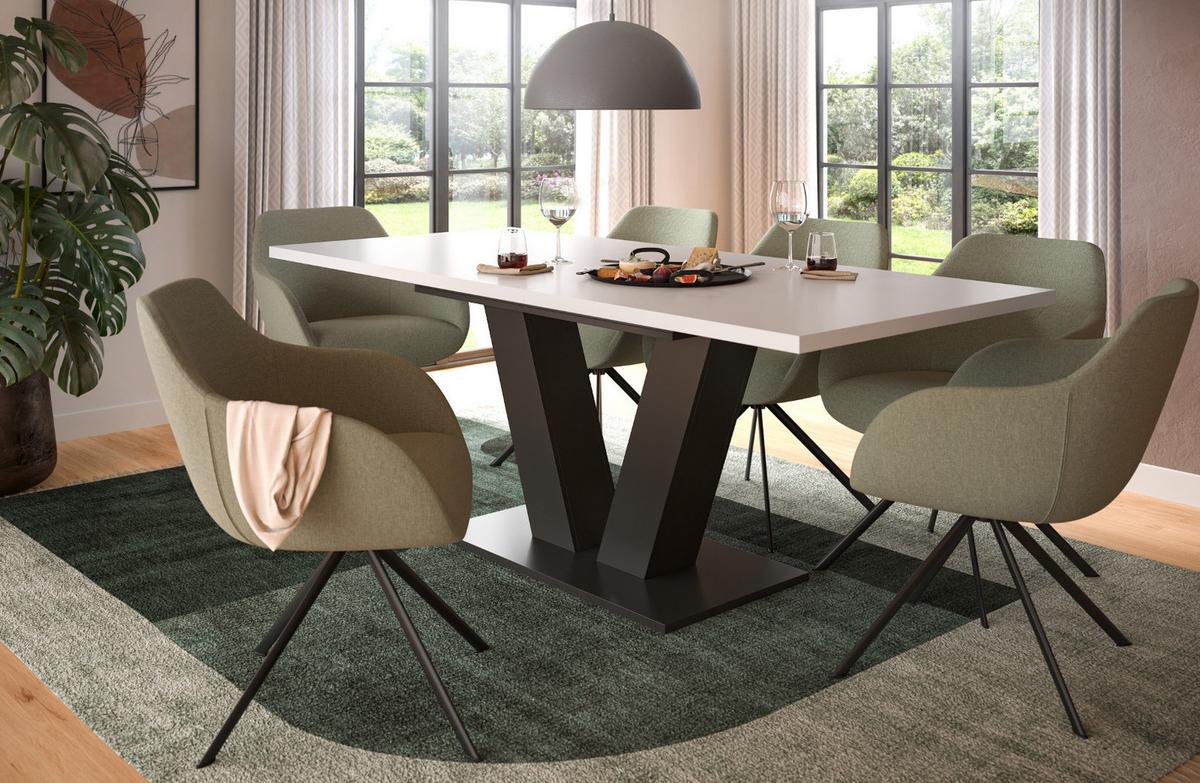 ESSTISCH weiß, grau 150 - 190 cm, Küchentisch ausziehbar - Weiß/Grau, Holz/Holzwerkstoff (150/90/76cm) - Inn.Furn