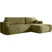 ECKSOFA Marion mit Schlaffunktion & Bettkasten in Chenille Grün, Rechts 267/154/83 cm - Schwarz/Grün, Kunststoff/Textil (267/154cm) - WFL GROUP