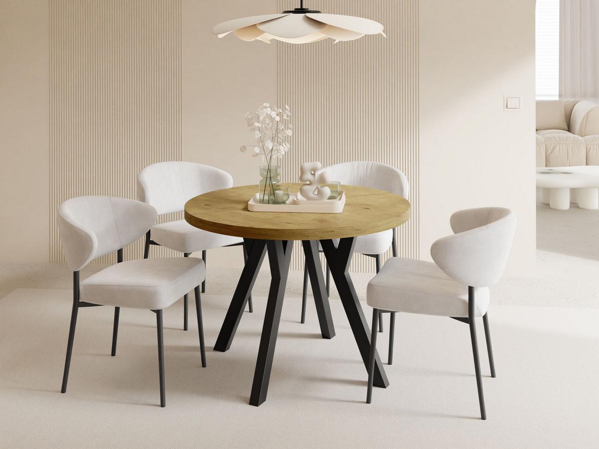 ESSTISCH Twixy XXL groß rund oval ausziehbar, Eiche Hell Braun 100-250/100/76 cm - Eichefarben/Schwarz, Holz/Holzwerkstoff (100/250/76cm) - WFL GROUP