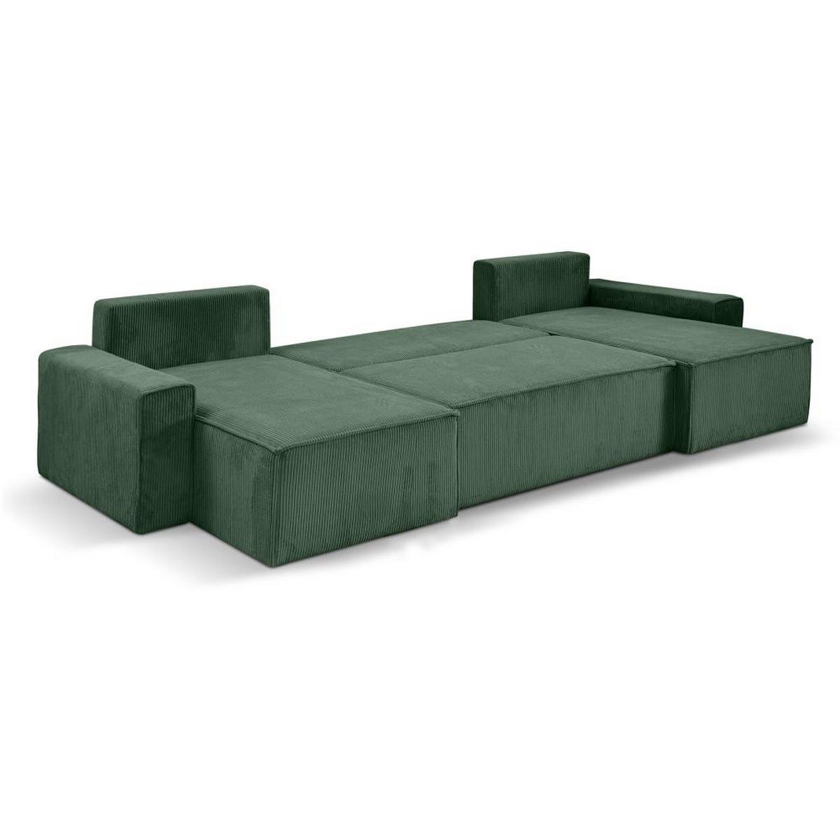 WOHNLANDSCHAFT Hektor U mit Schlaffunktion, 377 cm, grün - Schwarz/Grün, Kunststoff/Textil (377/94/152cm) - Beautysofa