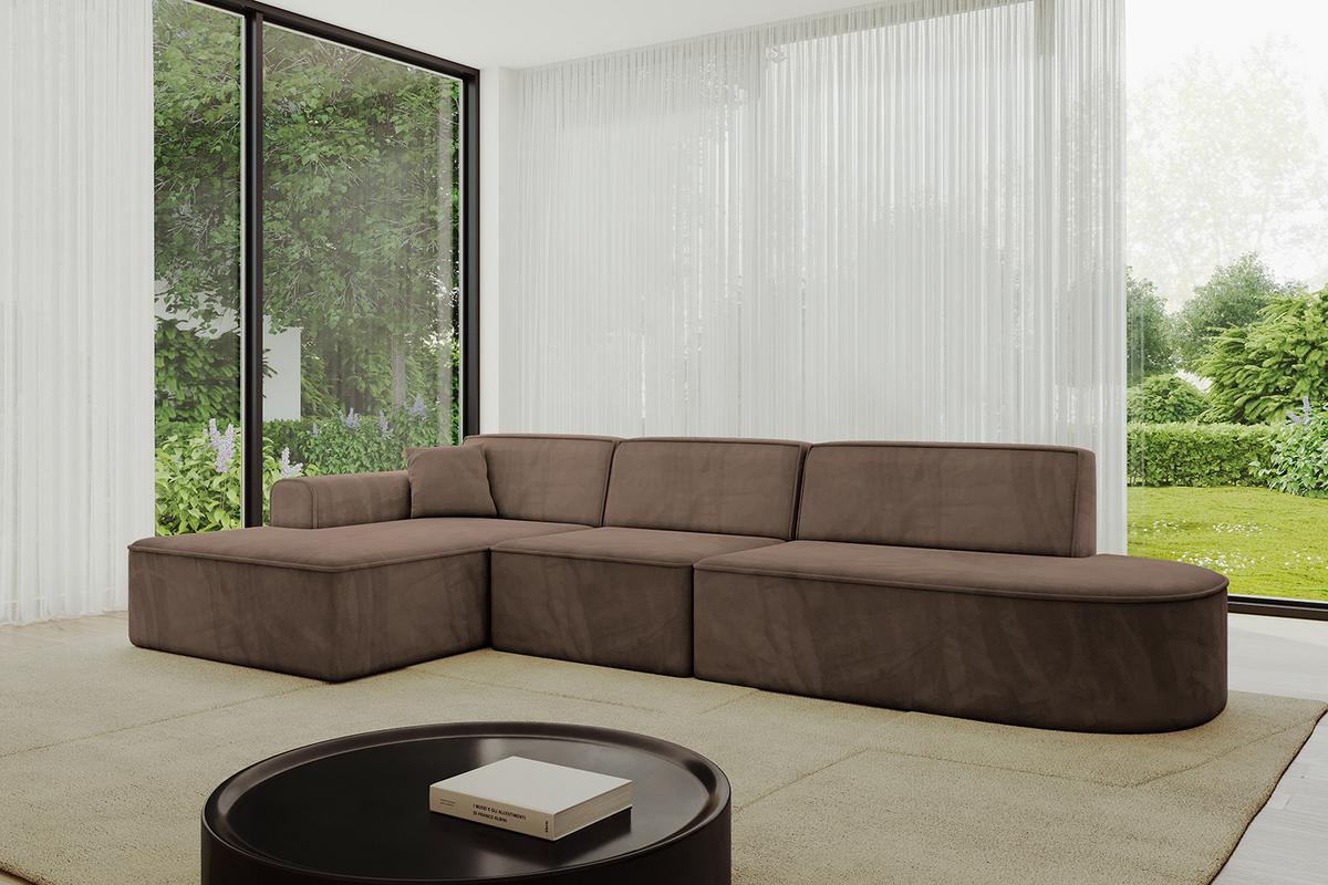 ECKSOFA Ottomane Links IREA-L2-v3 - 327x165x77 cm Braun - Braun, Holzwerkstoff/Textil (327/165cm) - ALTDECOR