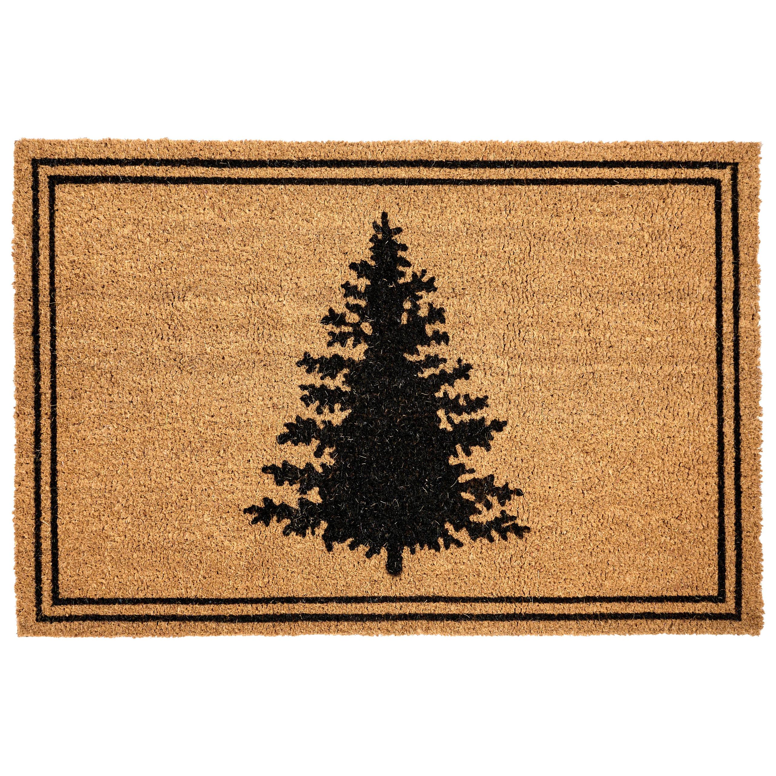 FUSSMATTE Naturfarben 60/90 cm Weihnachtsmotiv Kokosfasern Manapao - Naturfarben, Textil (60/90cm) - Beliani