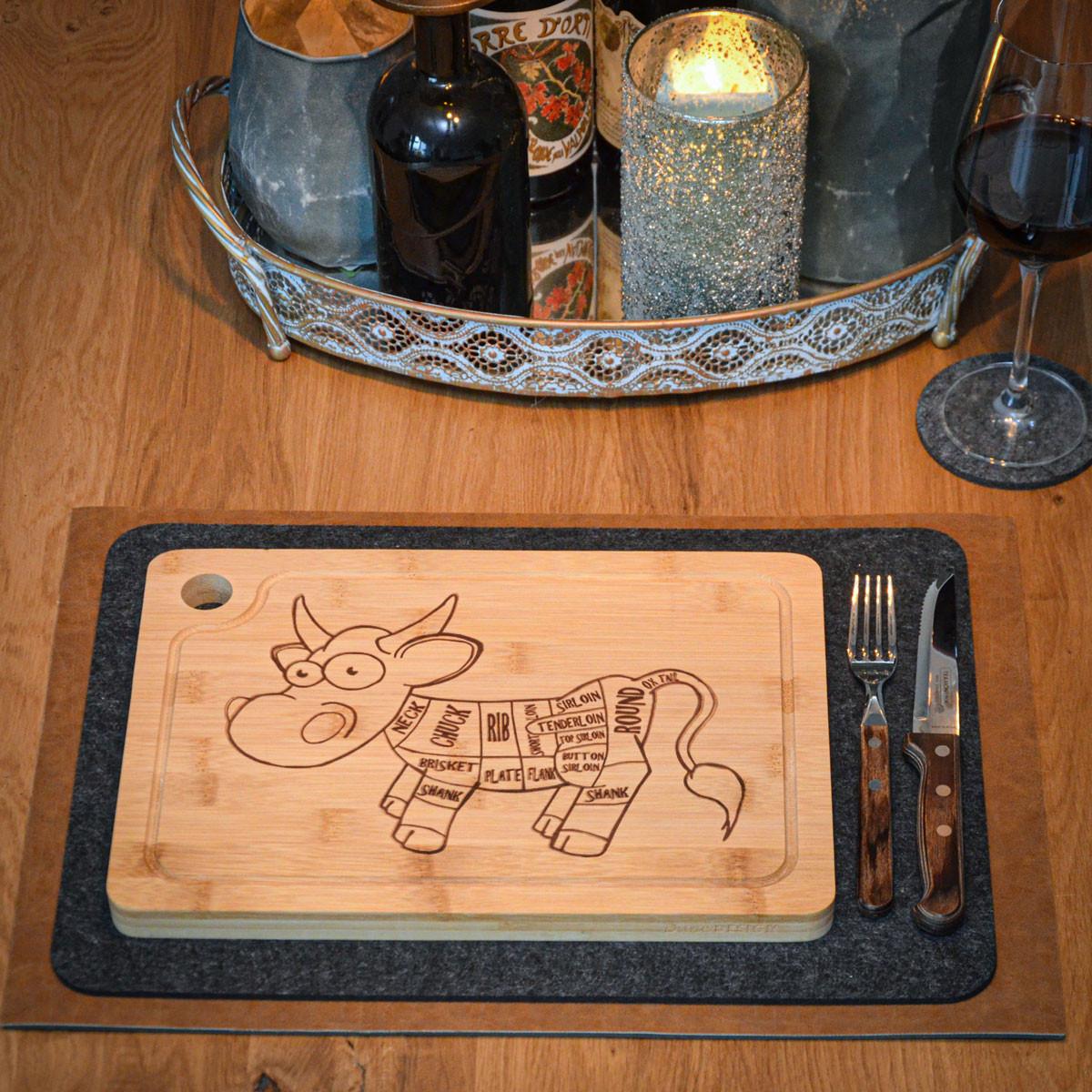 STEAKBRETT 23/33/2 cm, Bambus - Braun, Holz (23/33cm) - Dunedesign