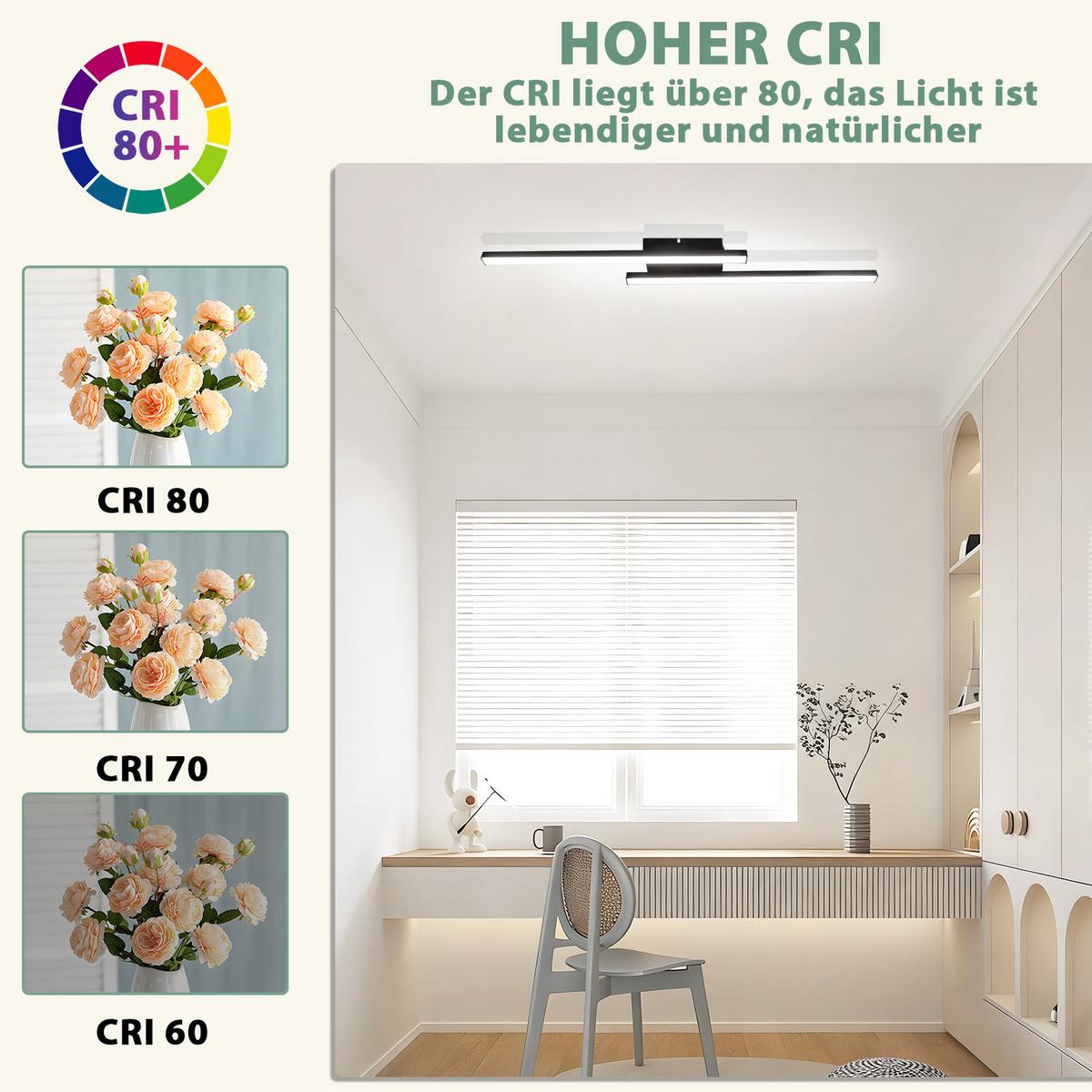 LED DECKENLEUCHTE Orythos 61.5/7/4.8 cm - Schwarz, Kunststoff/Metall (61.5/7/4.8cm) - ZMH