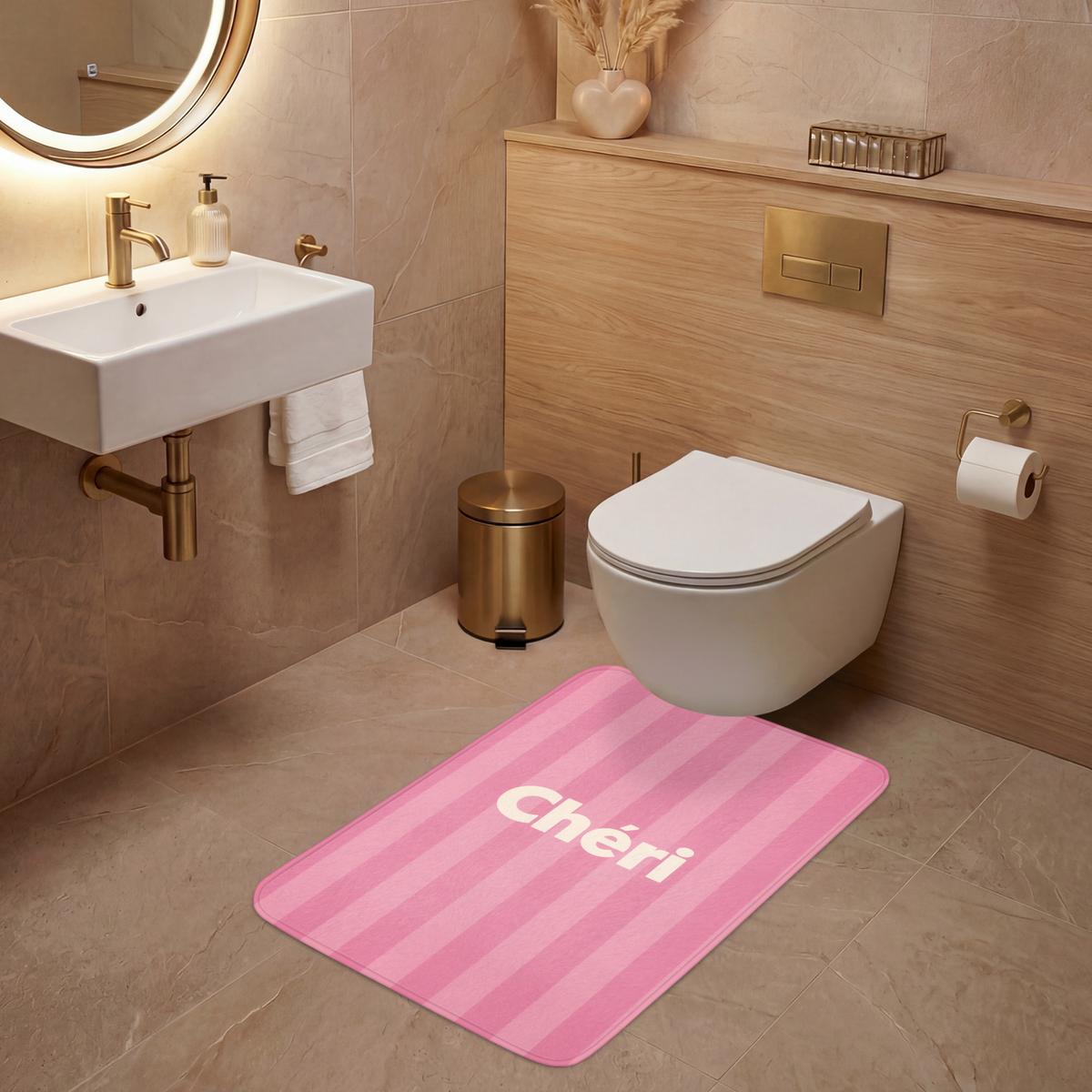 WC-VORLEGER Gestreift - Rosa - Chéri Toilettenvorleger 60x90 cm - Pink, Textil (60/1cm) - OnlyWow