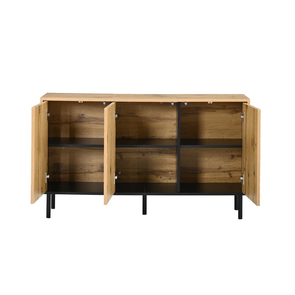 SIDEBOARD Eichenfarbe mit 6 Schubladen Grifflose Holzkommode - Naturfarben, Holzwerkstoff (120/68/35cm) - Urban Meuble