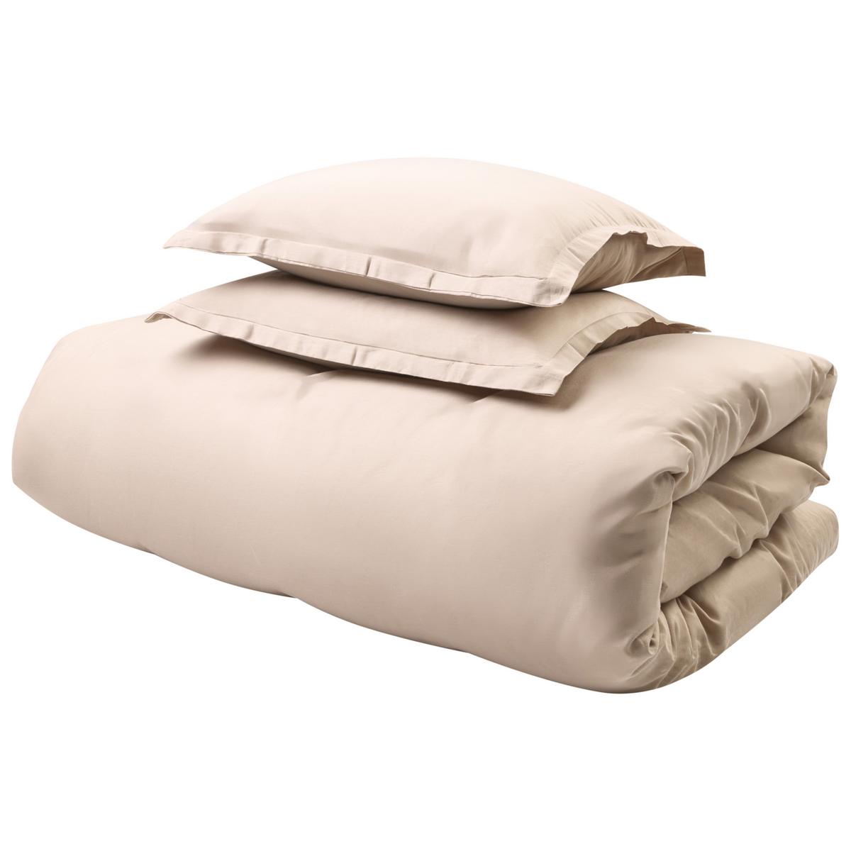BETTWÄSCHE-SET 200/200 cm Baumwollsatin Beige Parkrose - Beige, Textil (200/200cm) - Beliani