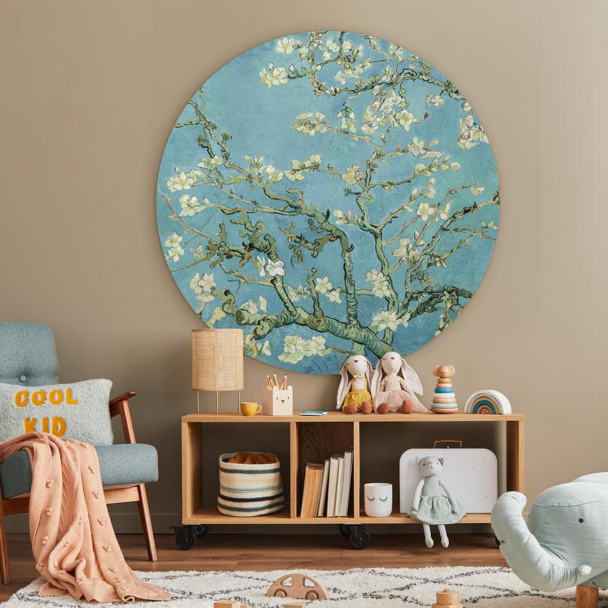 WANDBILD Van Gogh - Mandelblüte - Alte Meister - Kunst - Vintage Wandbild 120x120 cm - Pastellblau, Kunststoff (120/120cm) - MuchoWow