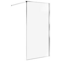 DUSCHWAND 100/190 cm Silber Waspam - Transparent/Silberfarben, Glas (100/190cm) - Beliani