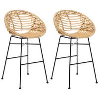 BARSTUHL 2er-Set Rattan Naturfarben Windom - Naturfarben, Naturmaterialen (56/95/51cm) - Beliani
