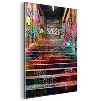 METALLBILD Treppe - Graffiti - Farben - Kunst 30x40 cm - Multicolor, Metall (30/40cm) - MuchoWow
