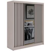 SCHWEBETÜRENSCHRANK mit Spiegel und Schubladen LAOS - 180 - Kaschmir - Schwarz Lamellen - Kaschmir/Schwarz, Holzwerkstoff/Metall (180/216/61cm) - MKS