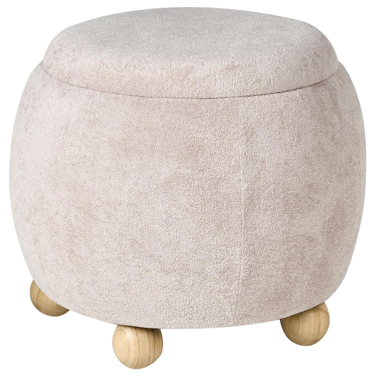 POUF mit Stauraum Bouclé Hellbeige Annabella - Beige, Textil (40/42/40cm) - Beliani
