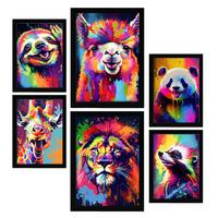 POSTER Set Mit 6 Dumme Tiere Im Hochformat Lebhafte Aquarell Stil Illustrationen A3 & A4 Rahmenlos - Klar, Papier (29/3cm) - Nacnic