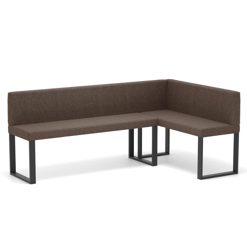 ECKBANK rechts SANA U Webstoff glatt, 142/196 cm Braun - Braun, Textil/Metall (142/196cm) - Idohome