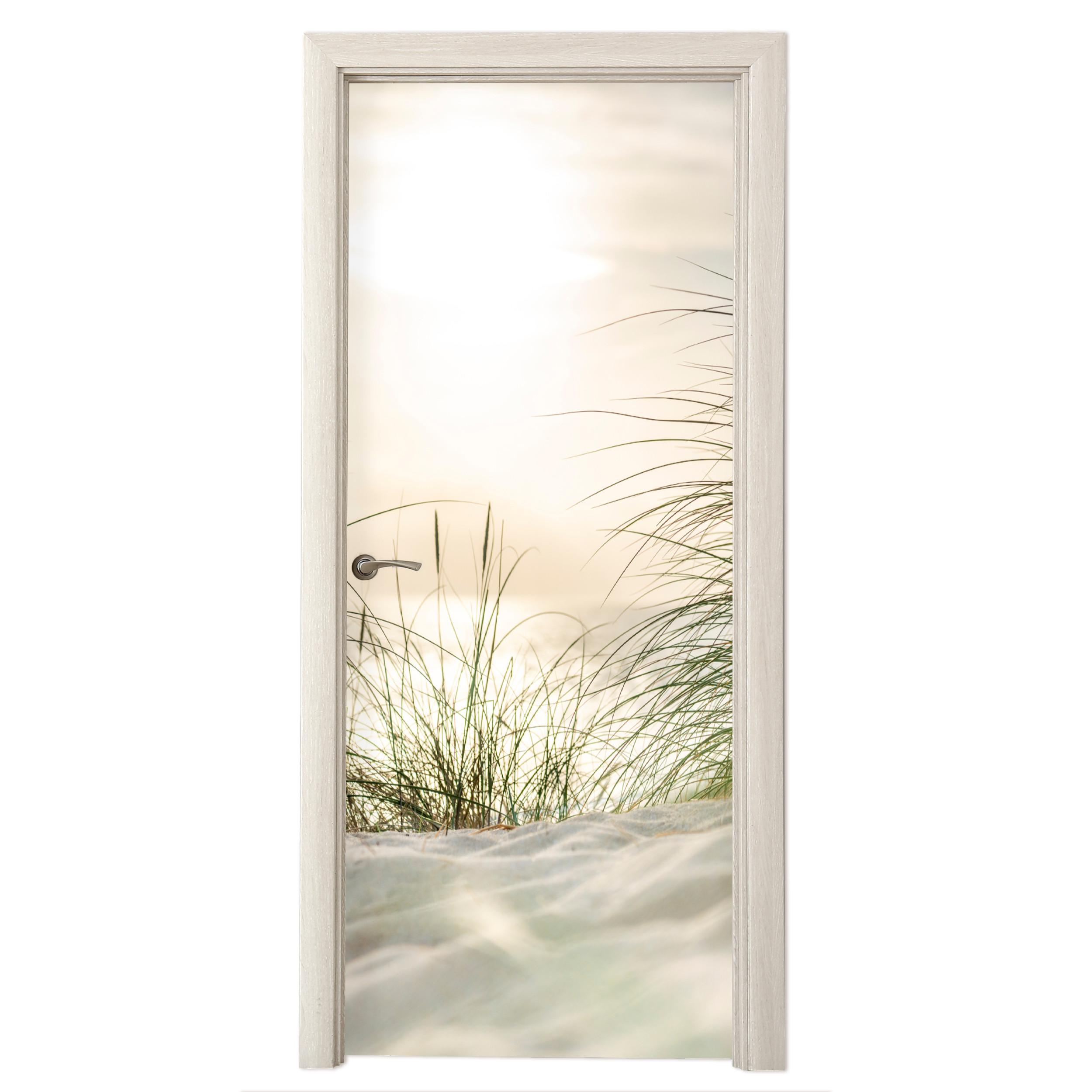 TÜRAUFKLEBER Dünen am Wattenmeer 85x215 cm - Türtapete - Sandfarben, Kunststoff (85/0.1cm) - MuchoWow