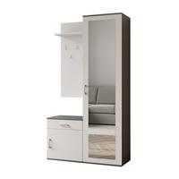 GARDEROBENSCHRANK Magnola Grau Weiß 100/180,5/35 cm – Modern, mit Spiegel und viel Stauraum - Weiß/Grau, Holzwerkstoff/Kunststoff (100/180.5/35cm) - AX Living